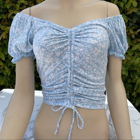 String Me SET Baby Blue/Floral Crunchy Top - Picture 2 of 6